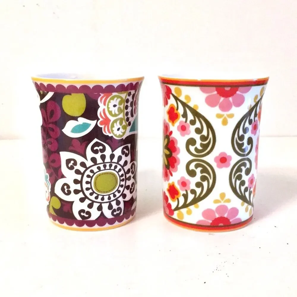 Vera Bradley coffee mug set of 2 used colorful